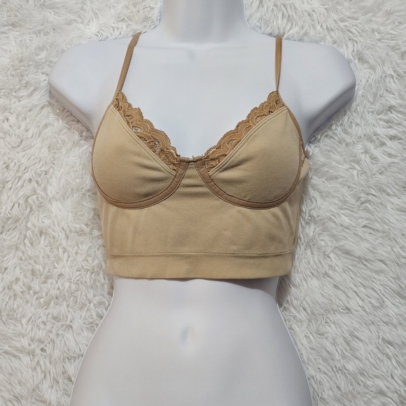 aerie Other - Aerie Beige Lace Trim Bralette Womens Size Small
